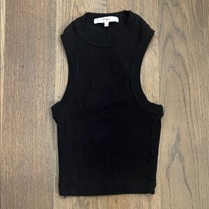 Tibi Classic Crop Black Tank Top